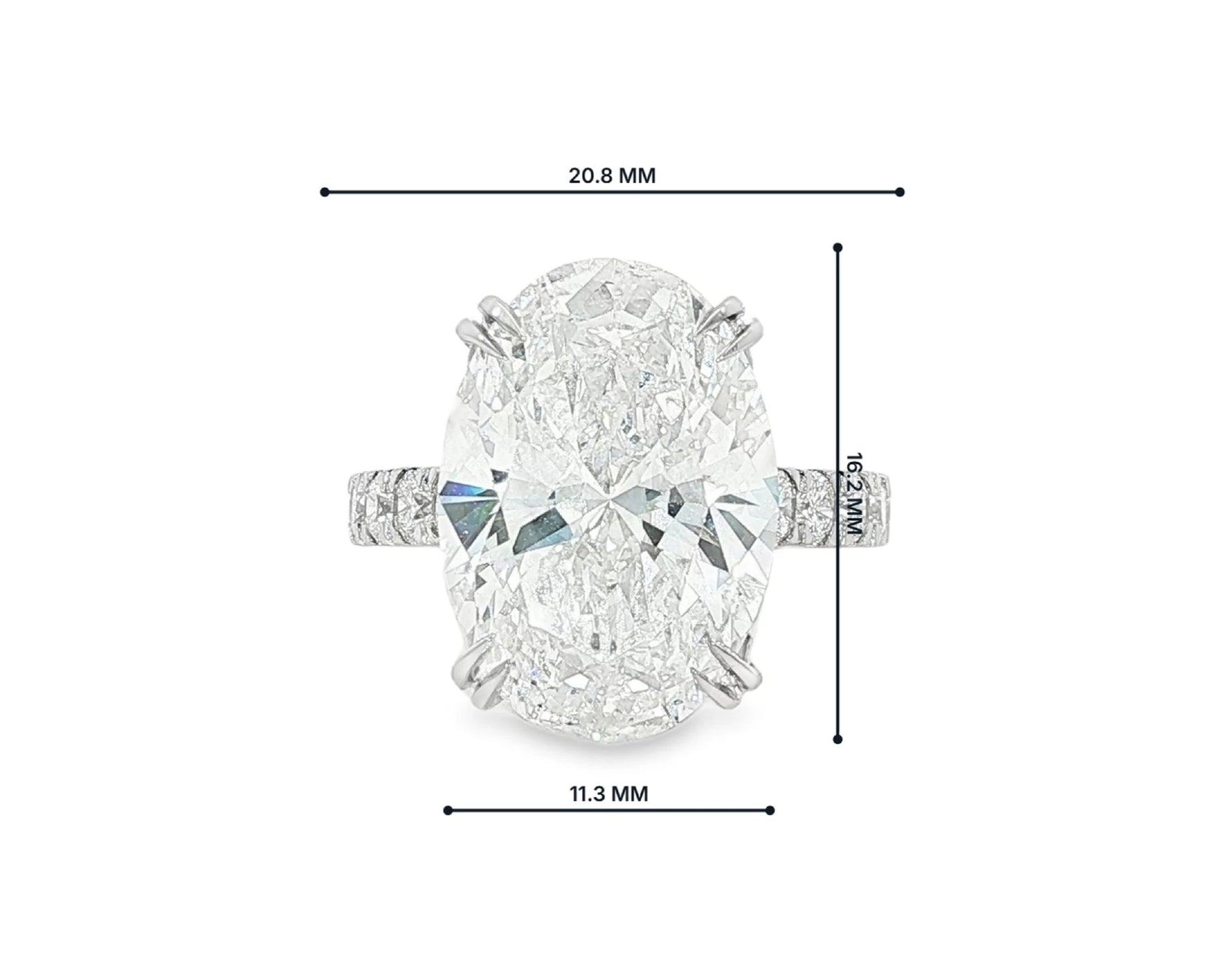 14k Gold Diamond Oval-Cut Solitaire Ring with Pavé Band 9.13 CT – lifestyle 3051