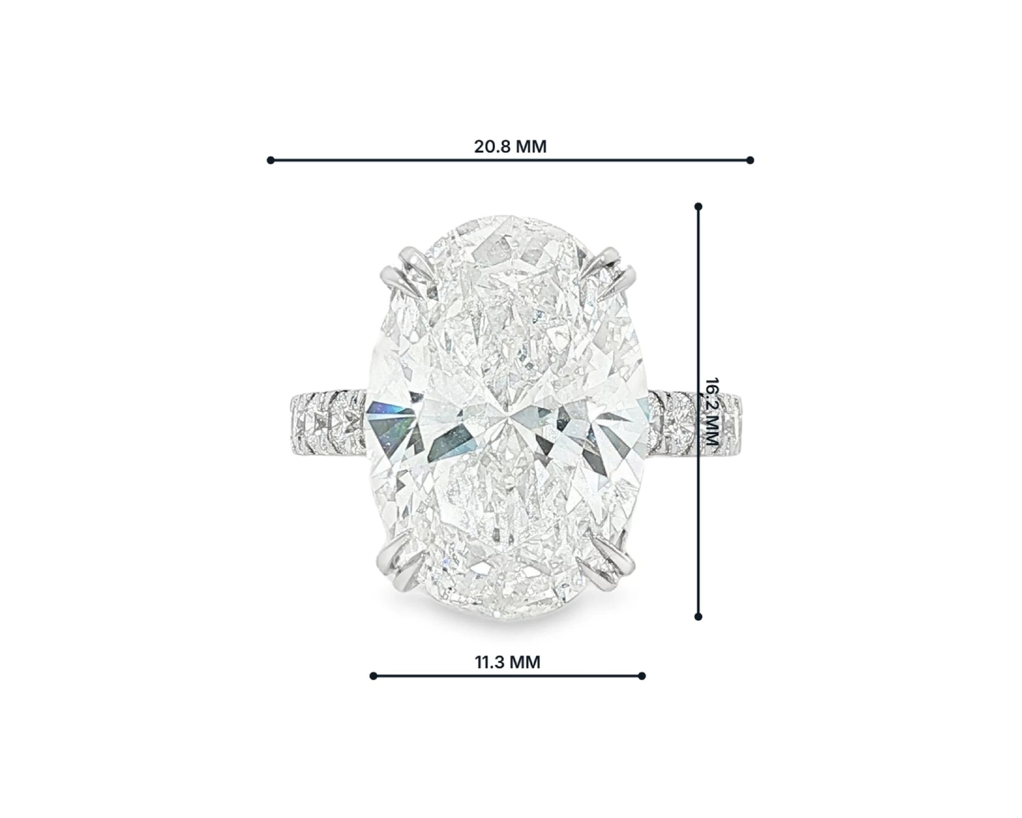14k Gold Diamond Oval-Cut Solitaire Ring with Pavé Band 9.13 CT – lifestyle 3051