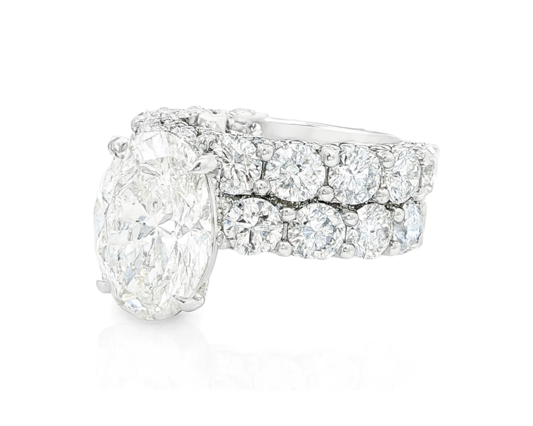 14k Gold Diamond Oval Double Row Band Engagement Ring Set 12.3ct – lifestyle 1935