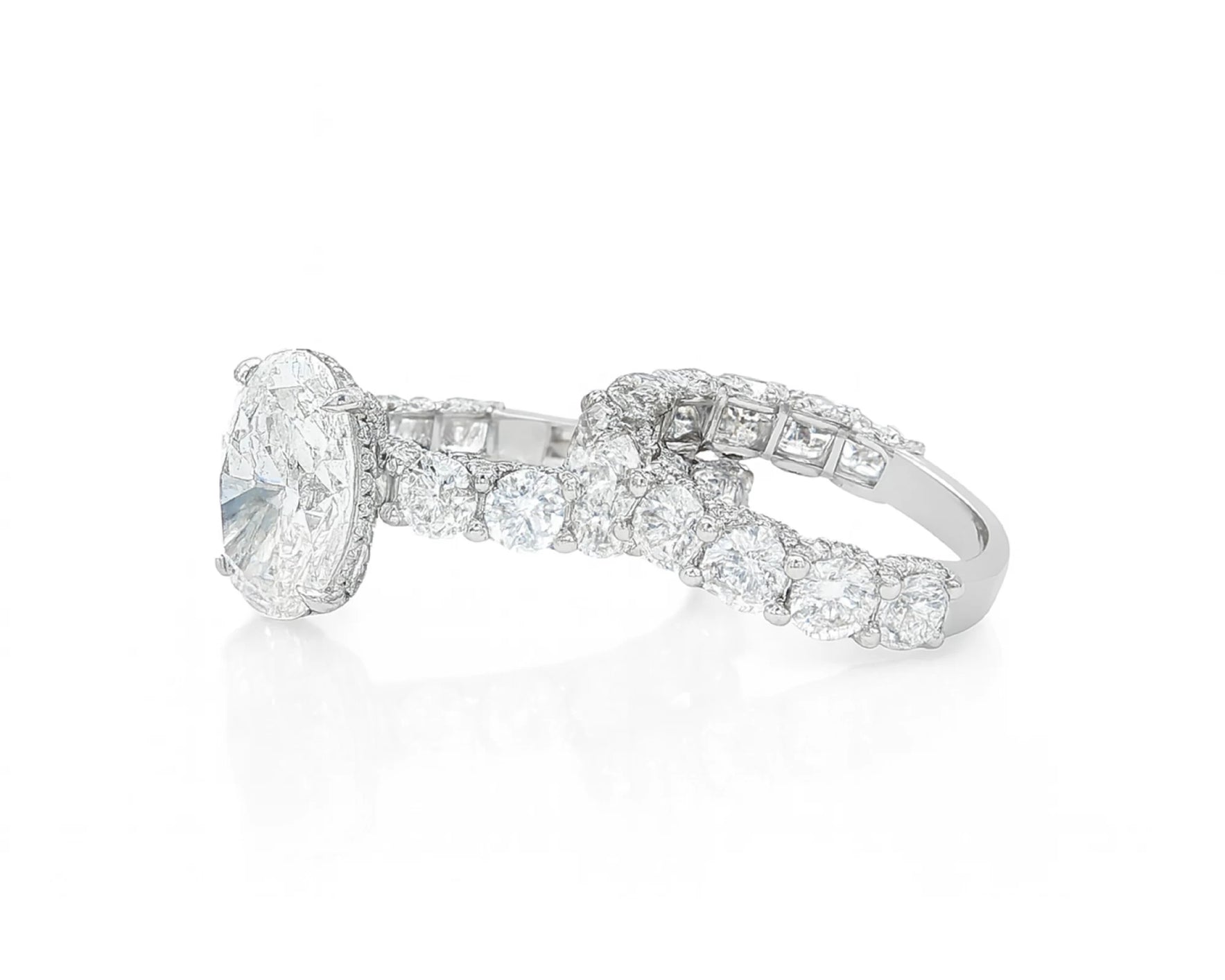 14k Gold Diamond Oval Double Row Band Engagement Ring Set 12.3ct – lifestyle 1940