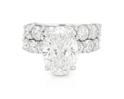 14k Gold Diamond Oval Double Row Band Engagement Ring Set 12.3ct