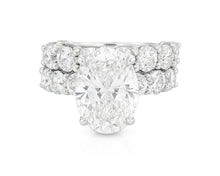 14k Gold Diamond Oval Double Row Band Engagement Ring Set 12.3ct