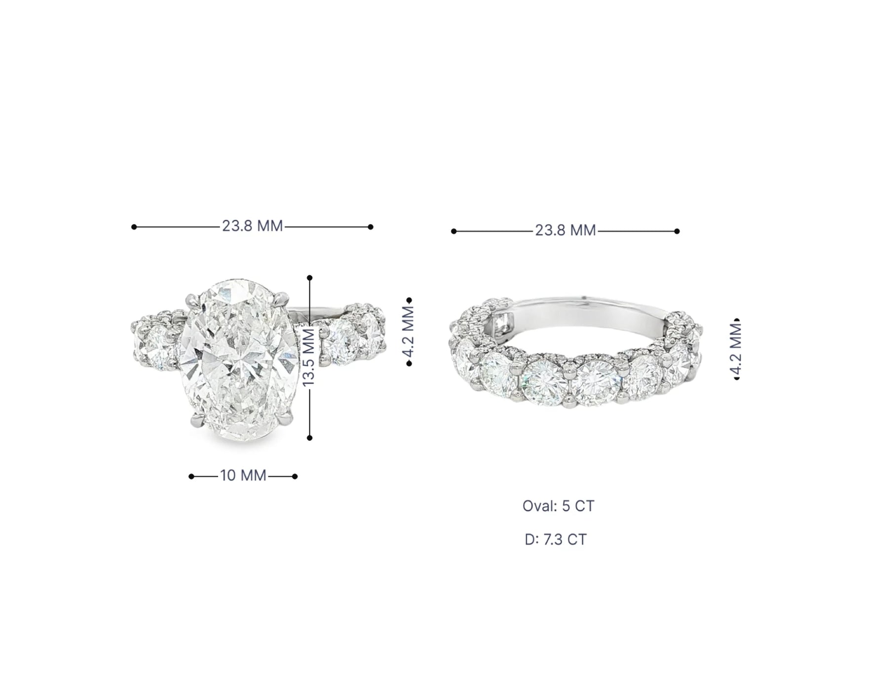 14k Gold Diamond Oval Double Row Band Engagement Ring Set 12.3ct – lifestyle 3061