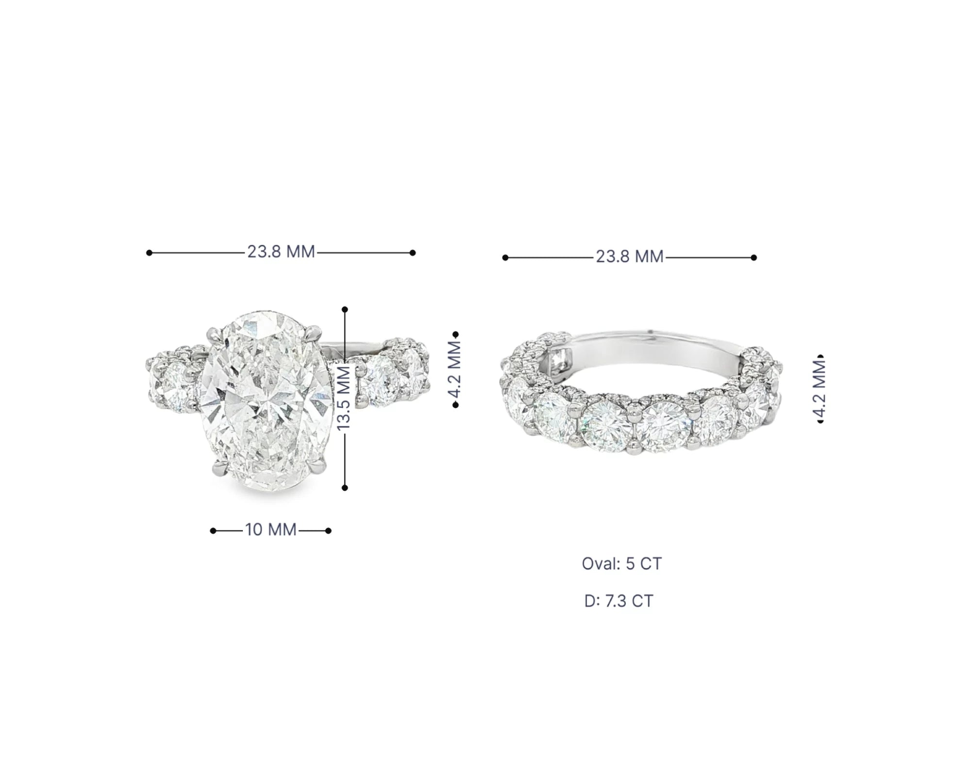 14k Gold Diamond Oval Double Row Band Engagement Ring Set 12.3ct – lifestyle 3061