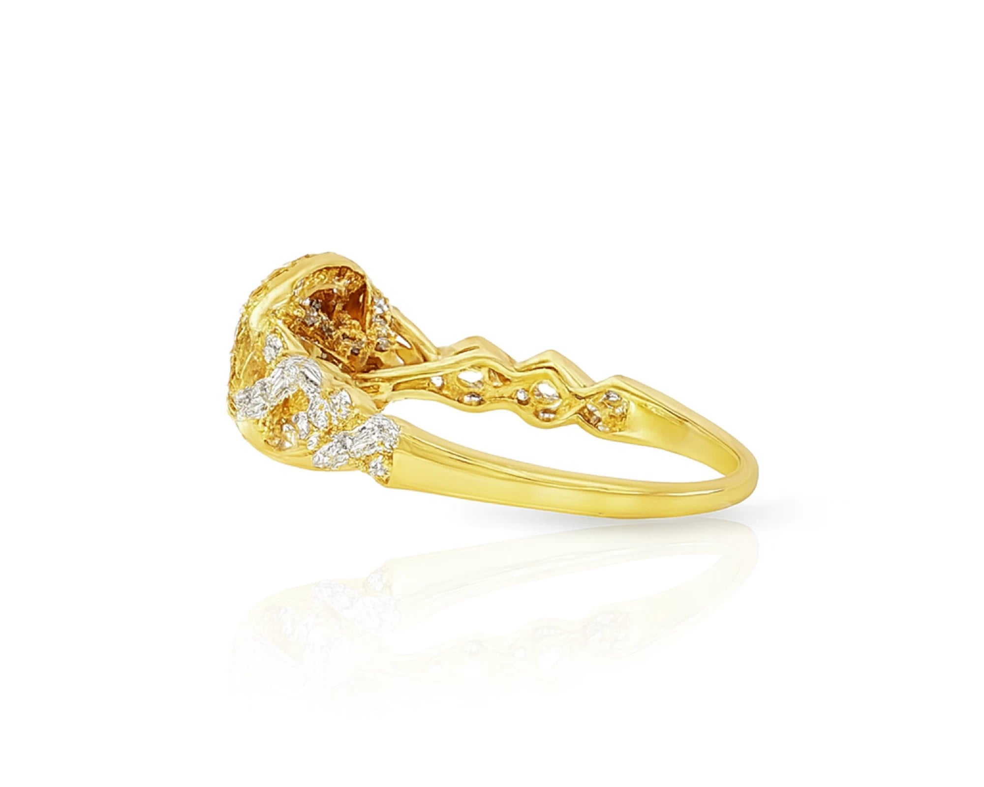 14k Gold Diamond Oval Halo Ring with Baguette & Round Cluster 0.90ct – lifestyle 697