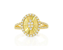 14k Gold Diamond Oval Halo Ring with Radiant Sunburst Design 0.60ct
