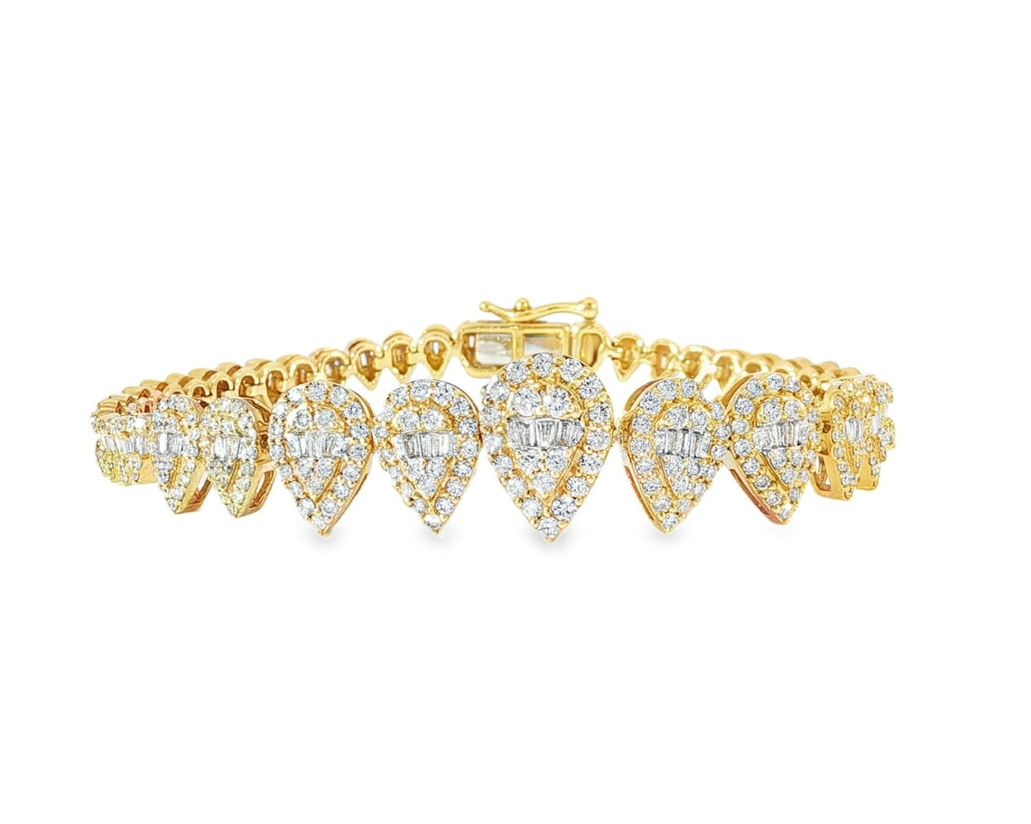14k Gold Diamond Pear Bracelet with Elegant Design 3.25ct - AVI THE JEWELER