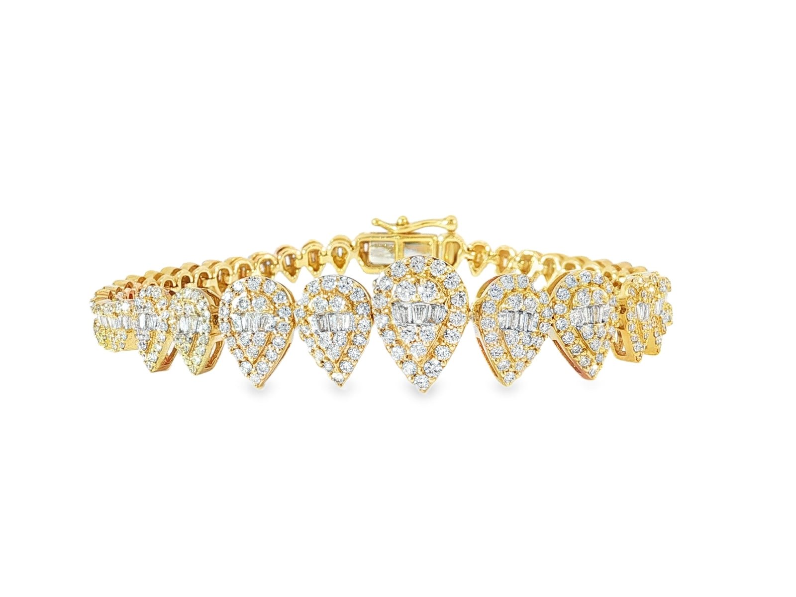 14k Gold Diamond Pear Bracelet with Elegant Design 3.25ct - AVI THE JEWELER
