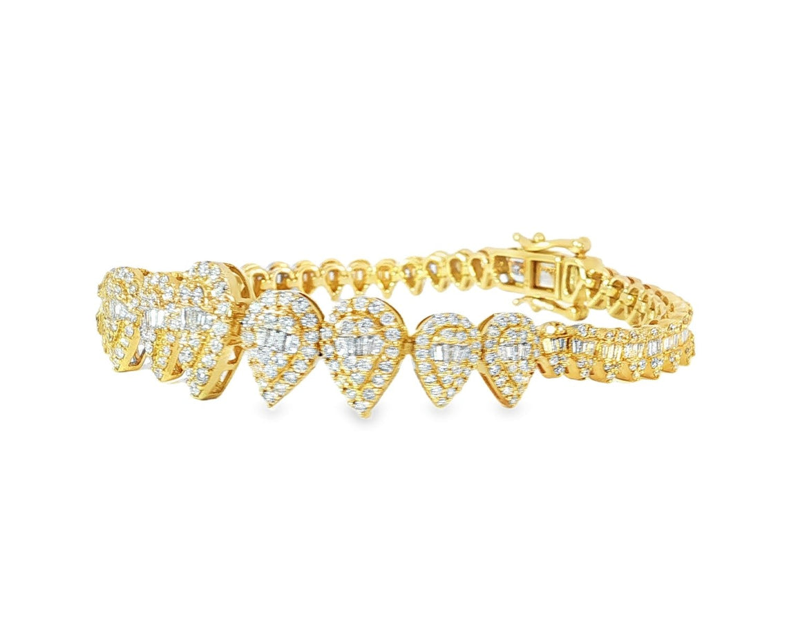 14k Gold Diamond Pear Bracelet with Elegant Design 3.25ct - AVI THE JEWELER