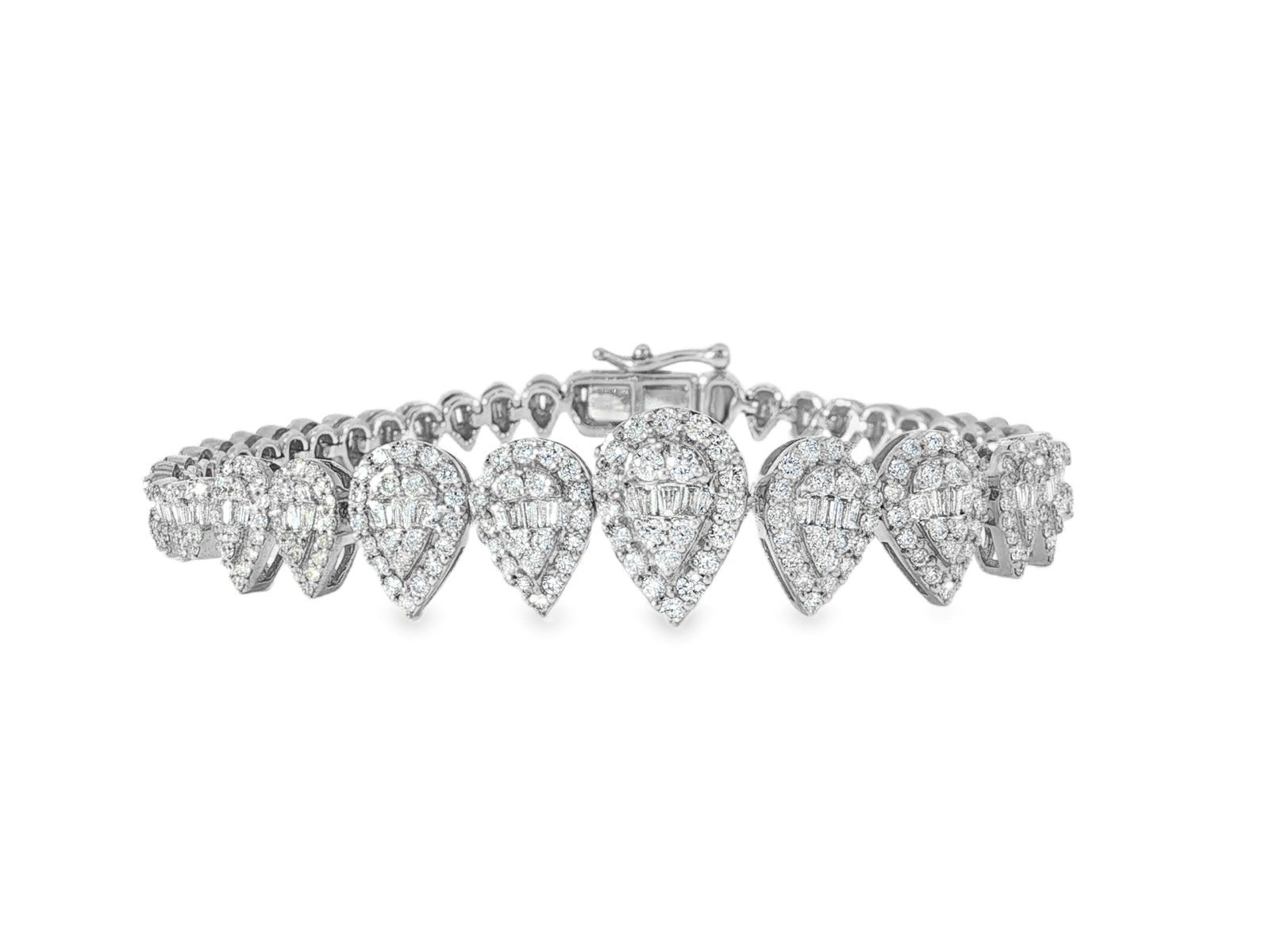 14k Gold Diamond Pear Bracelet with Elegant Design 3.25ct - AVI THE JEWELER