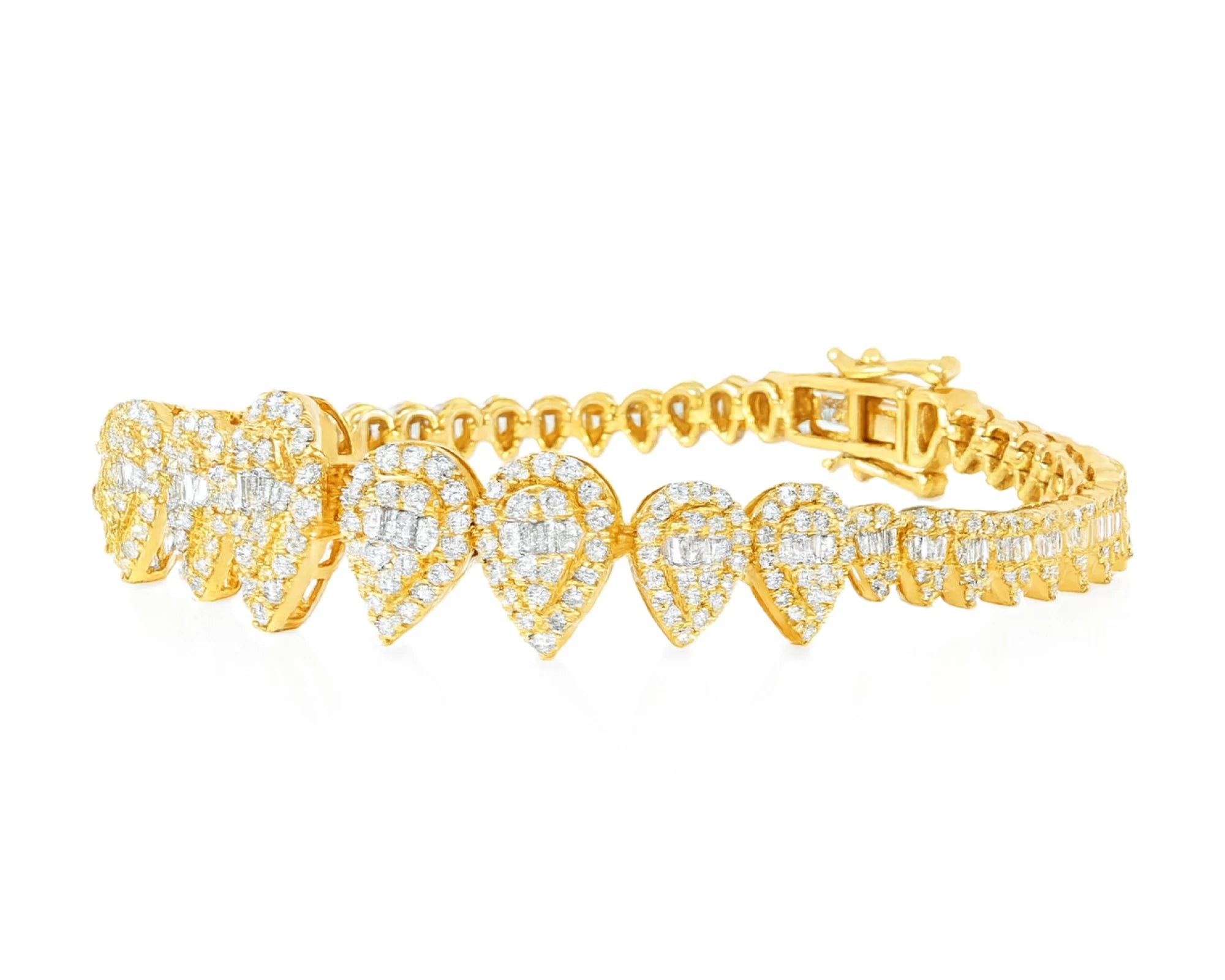 14k Gold Diamond Pear Bracelet with Elegant Design 3.25ct – lifestyle 4554