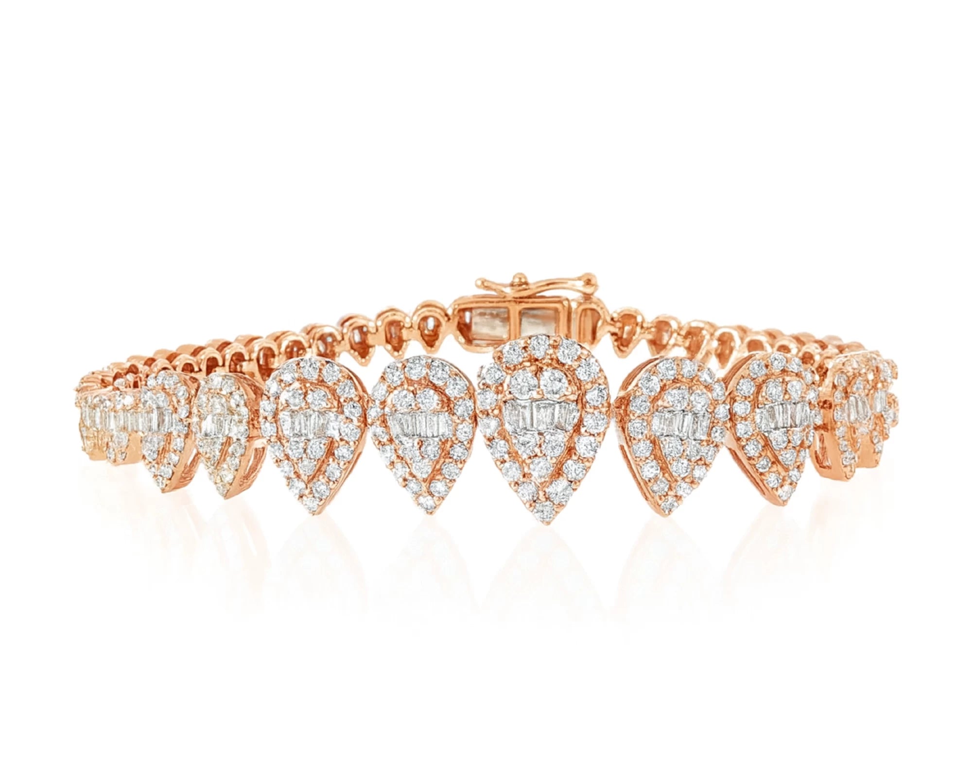 14k Gold Diamond Pear Bracelet with Elegant Design 3.25ct – lifestyle 4556