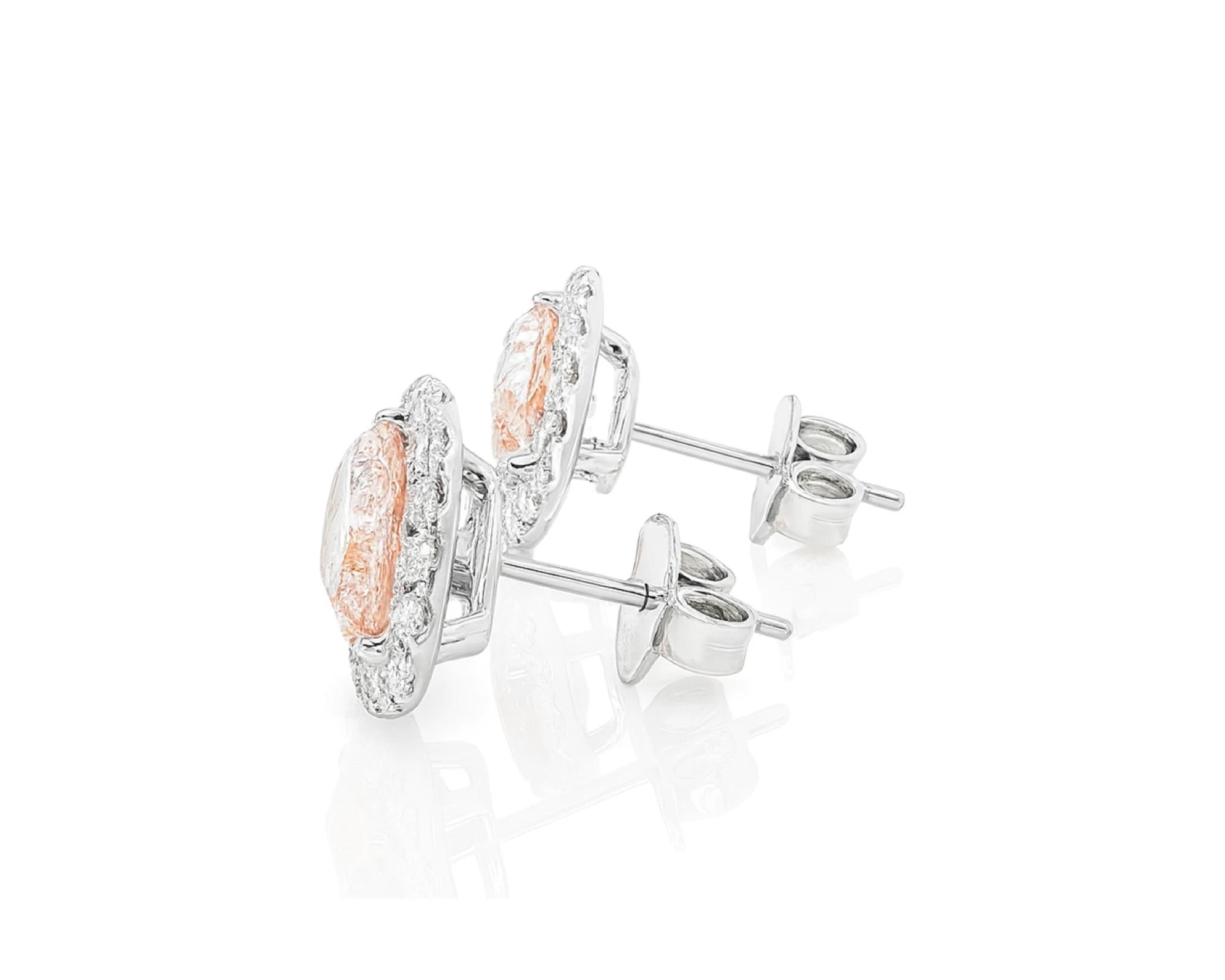14K Gold Diamond Pear Halo Stud Earrings – lifestyle 3266