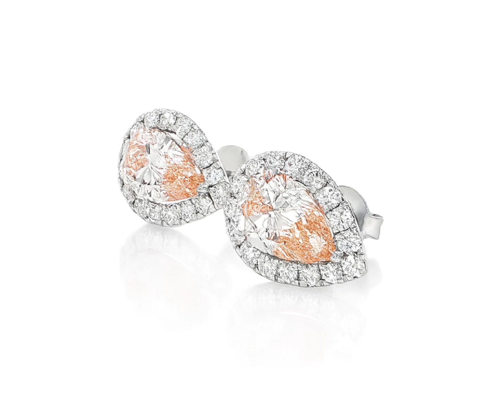 14K Gold Diamond Pear Halo Stud Earrings – lifestyle 3267