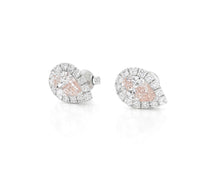 14K Gold Diamond Pear Halo Stud Earrings