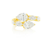 14k Gold Diamond Pear & Marquise Bypass Ring 4.50ct