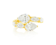 14k Gold Diamond Pear & Marquise Bypass Ring 4.50ct