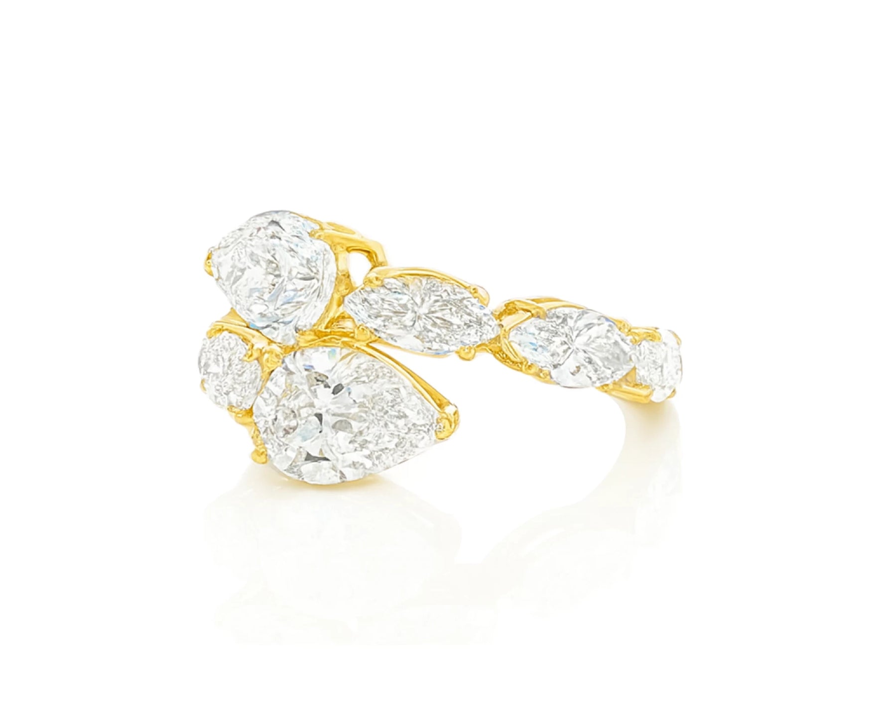 14k Gold Diamond Pear & Marquise Bypass Ring 4.50ct – lifestyle 2093
