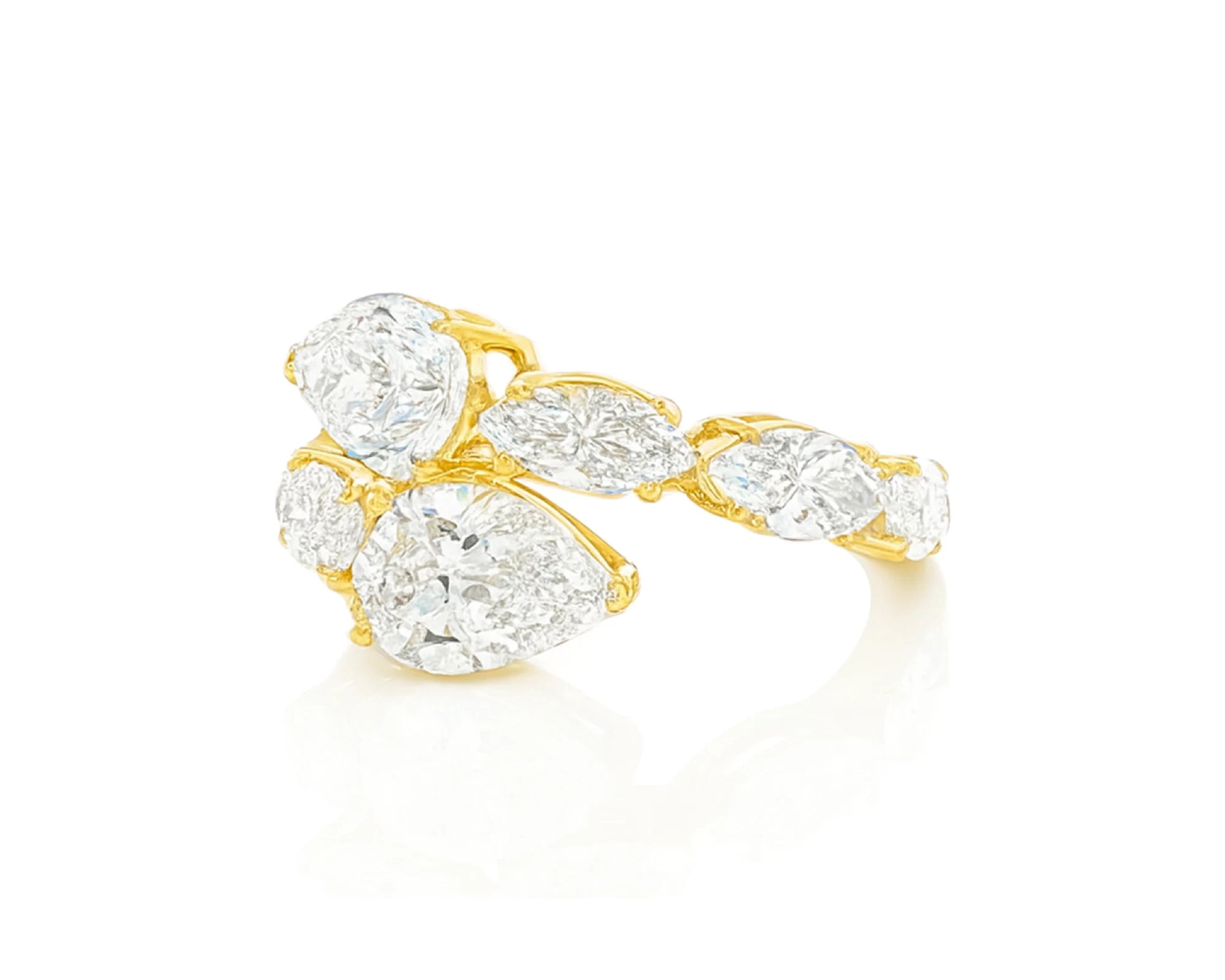 14k Gold Diamond Pear & Marquise Bypass Ring 4.50ct – lifestyle 2093
