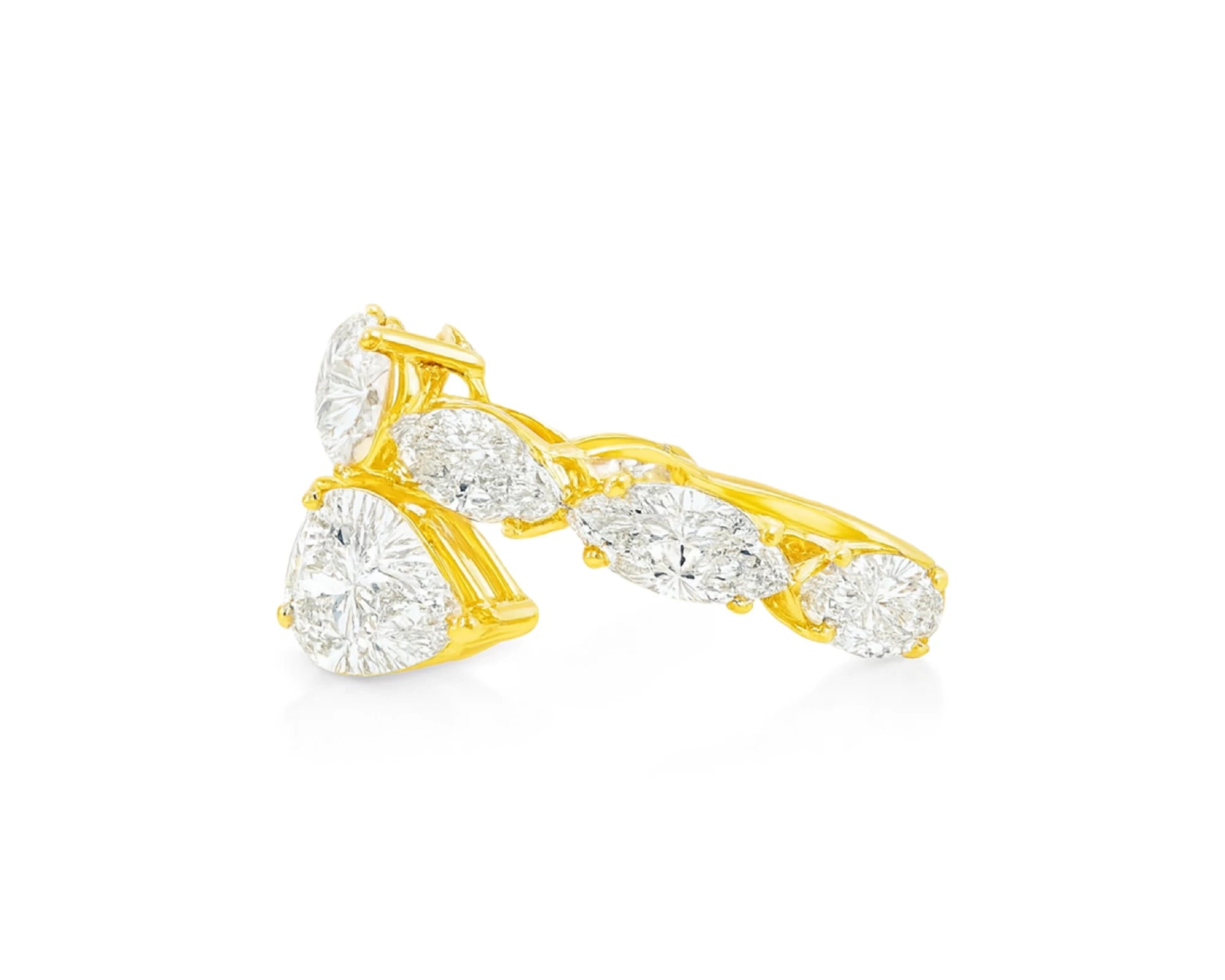 14k Gold Diamond Pear & Marquise Bypass Ring 4.50ct – lifestyle 2094