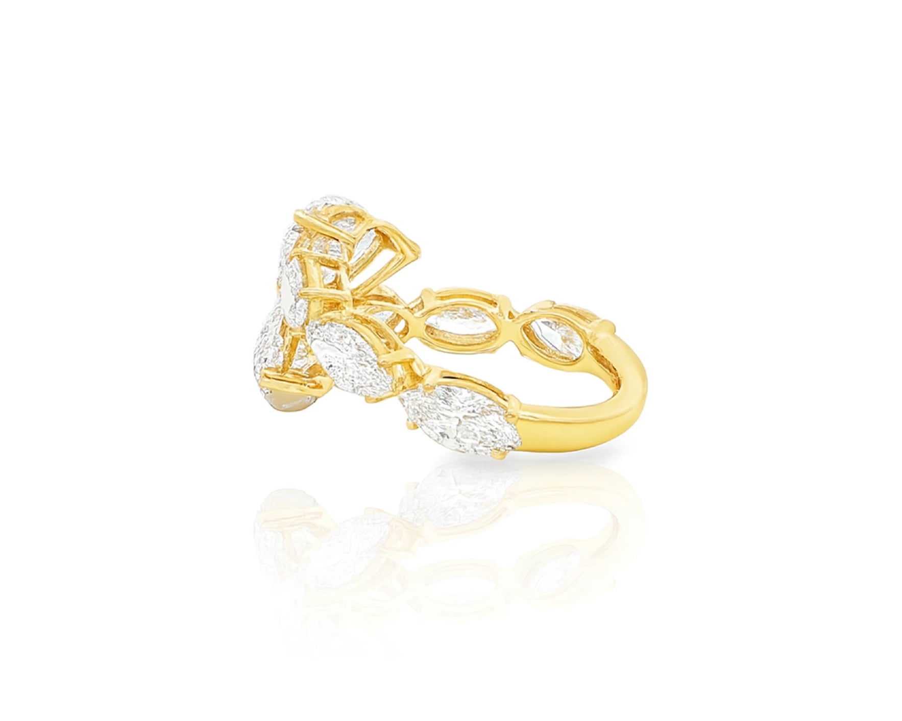 14k Gold Diamond Pear & Marquise Bypass Ring 4.50ct – lifestyle 2095