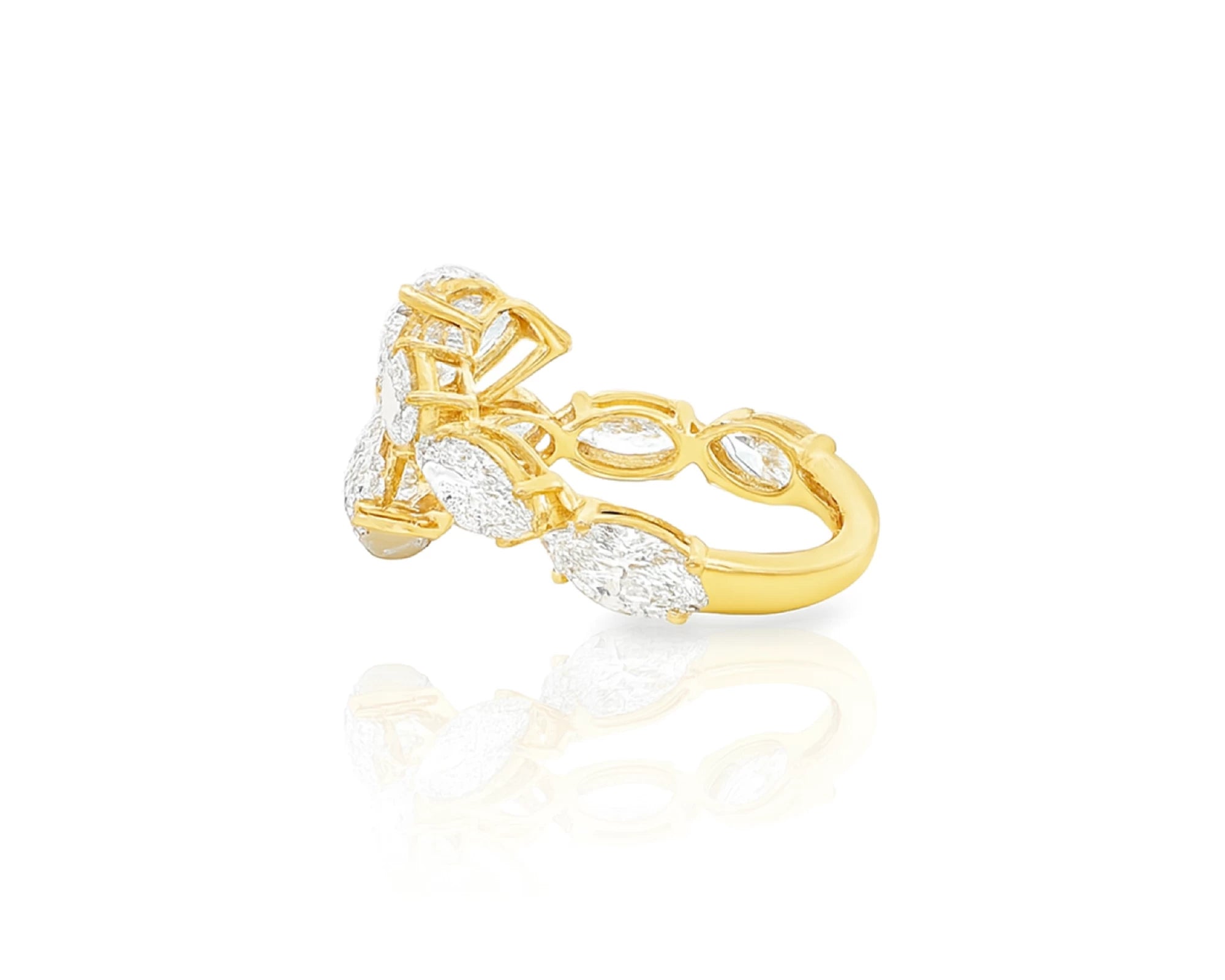 14k Gold Diamond Pear & Marquise Bypass Ring 4.50ct – lifestyle 2095