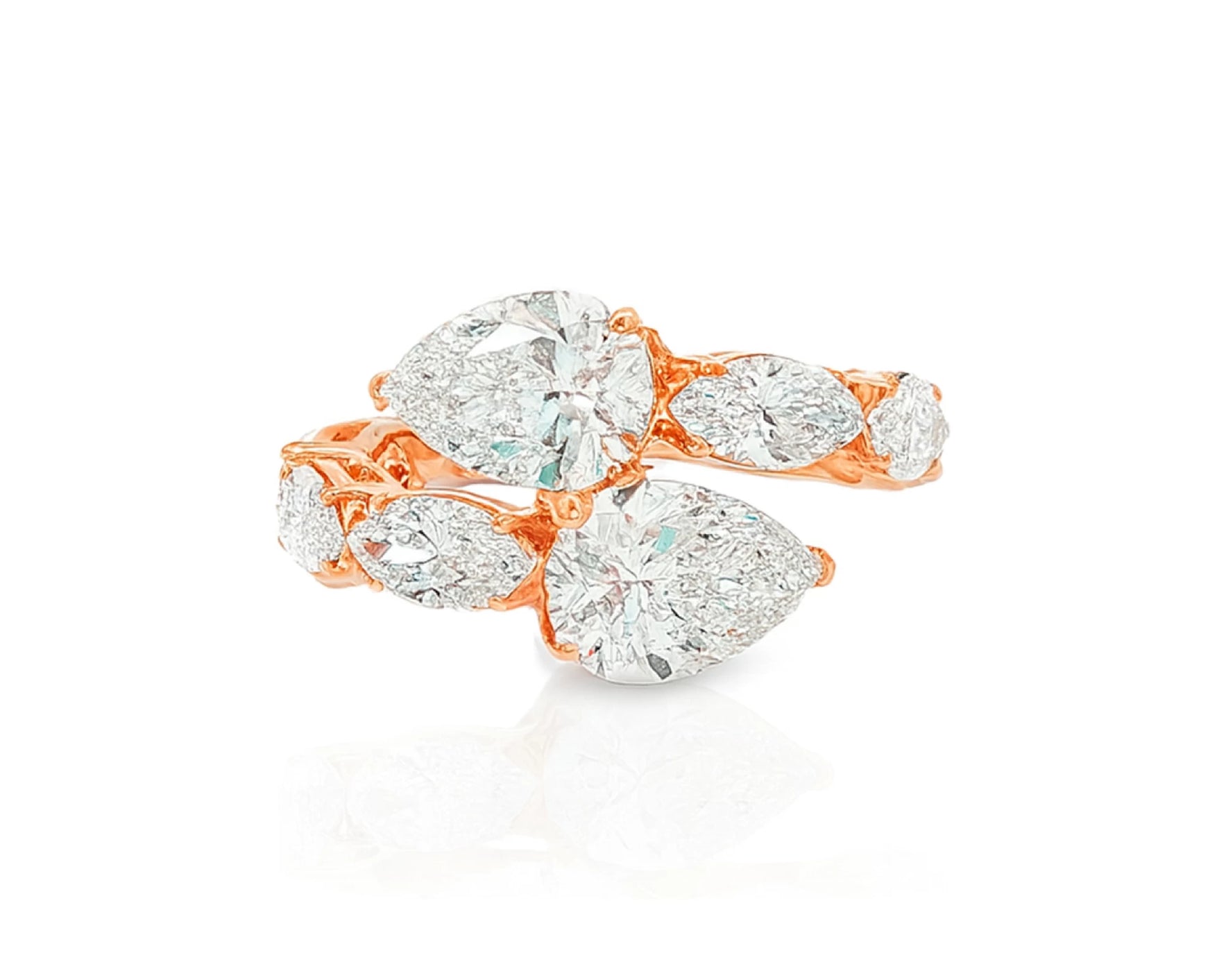 14k Gold Diamond Pear & Marquise Bypass Ring 4.50ct – lifestyle 2096