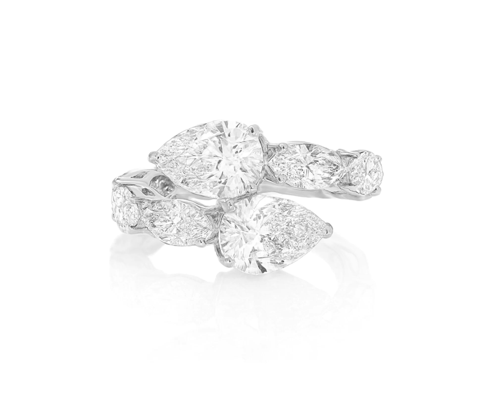 14k Gold Diamond Pear & Marquise Bypass Ring 4.50ct – lifestyle 2097