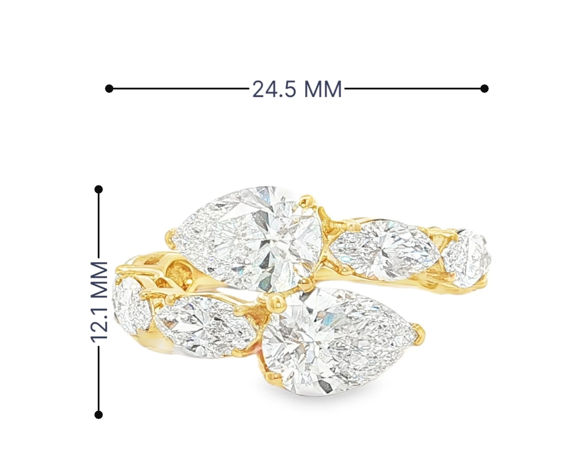 14k Gold Diamond Pear & Marquise Bypass Ring 4.50ct – lifestyle 3071