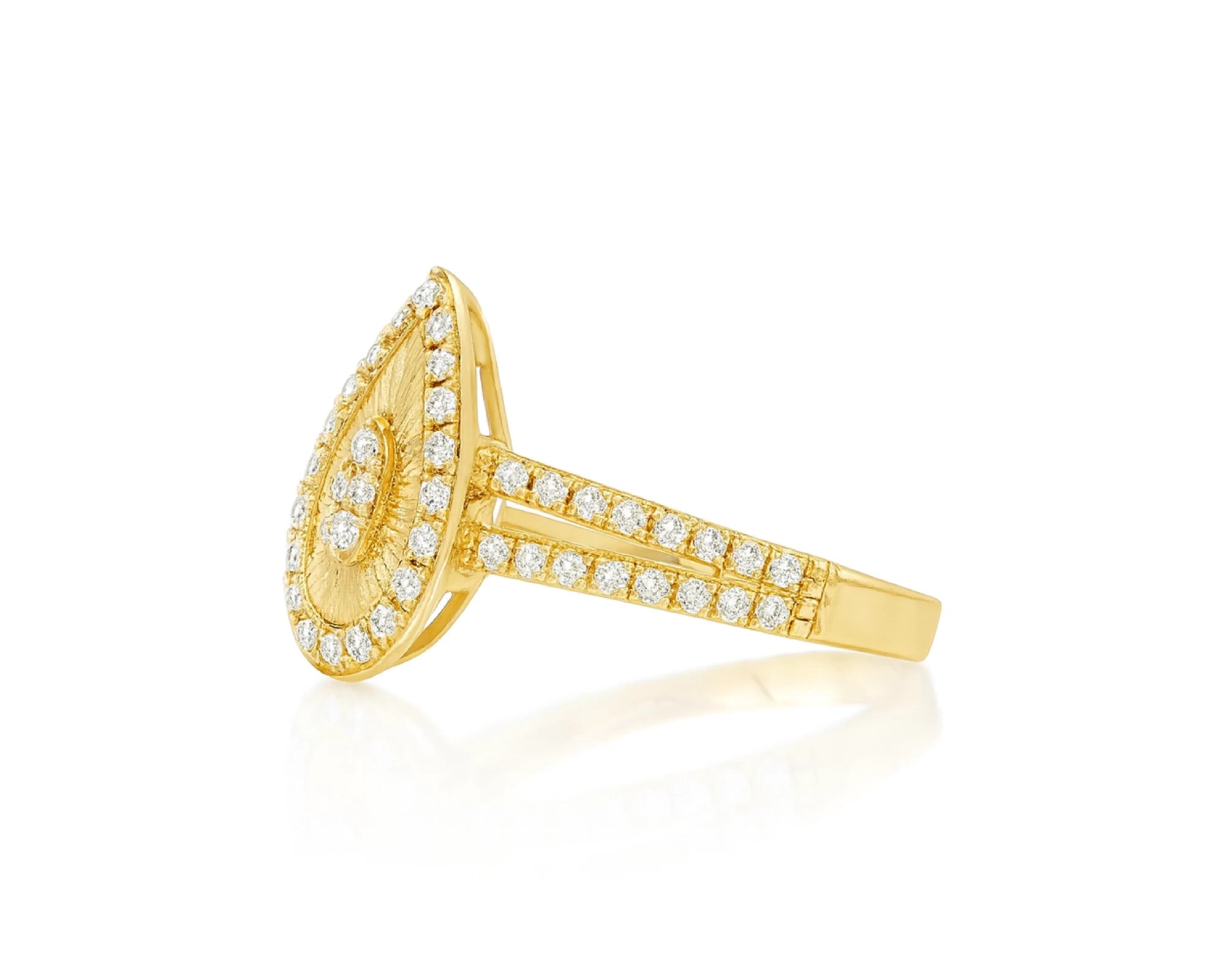 14k Gold Diamond Pear-Shaped Halo Ring with Sunburst Design 0.55ct – lifestyle 1071
