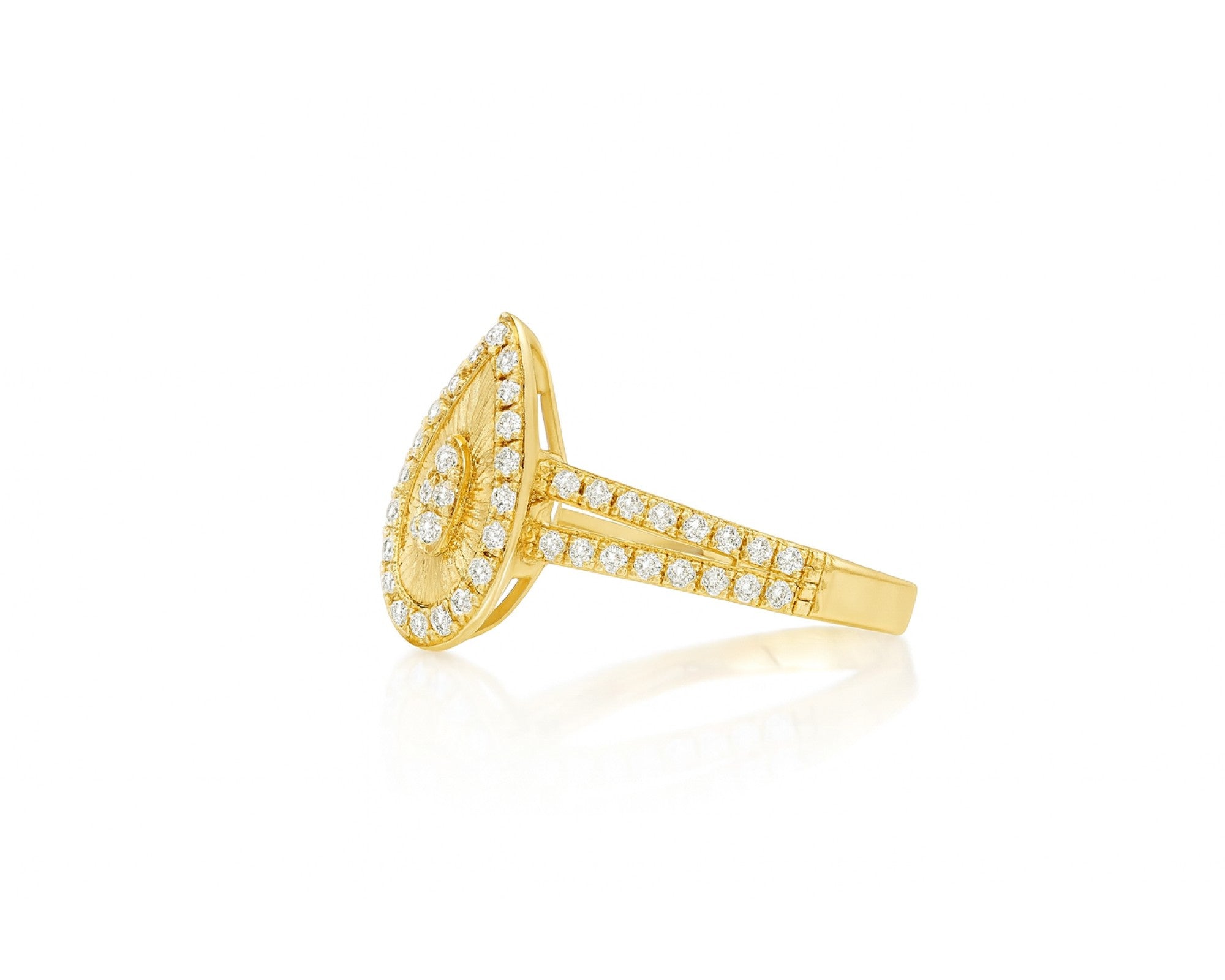 14k Gold Diamond Pear-Shaped Halo Ring with Sunburst Design 0.55ct – lifestyle 1071