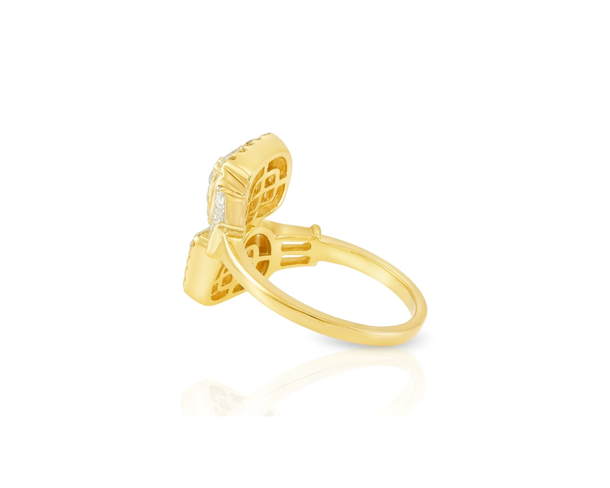 14k Gold Diamond Ring with Dual Emerald-Cut Halo & Baguette 1.05c – lifestyle 586