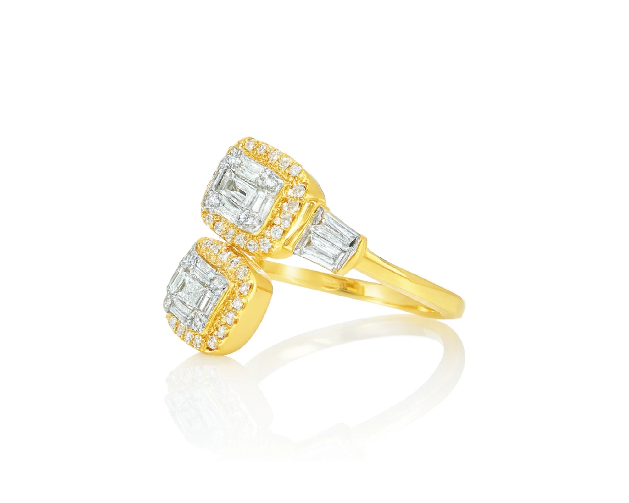 14k Gold Diamond Ring with Dual Emerald-Cut Halo & Baguette 1.05c – lifestyle 587