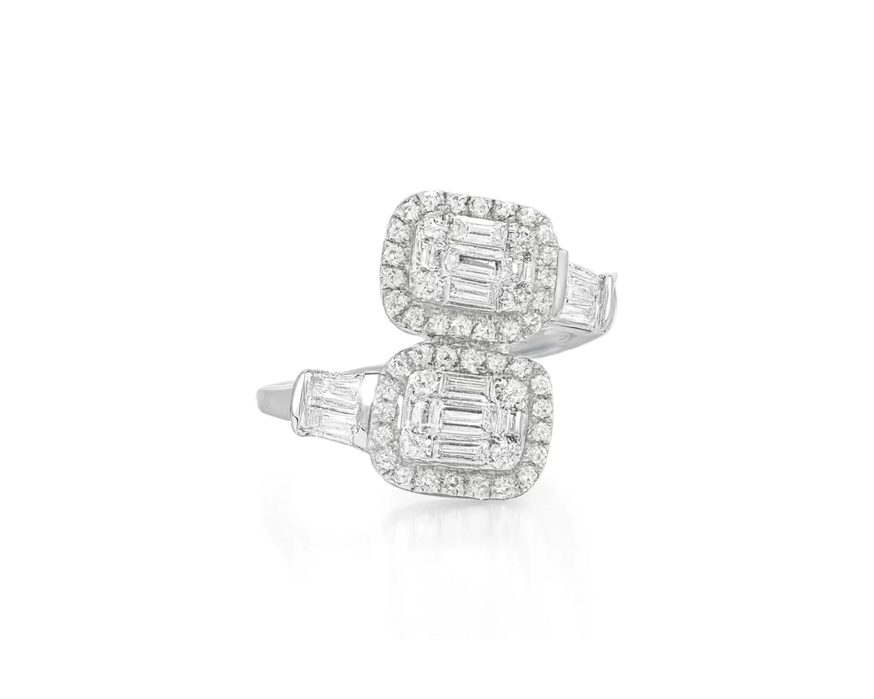 14k Gold Diamond Ring with Dual Emerald-Cut Halo & Baguette 1.05c – lifestyle 589