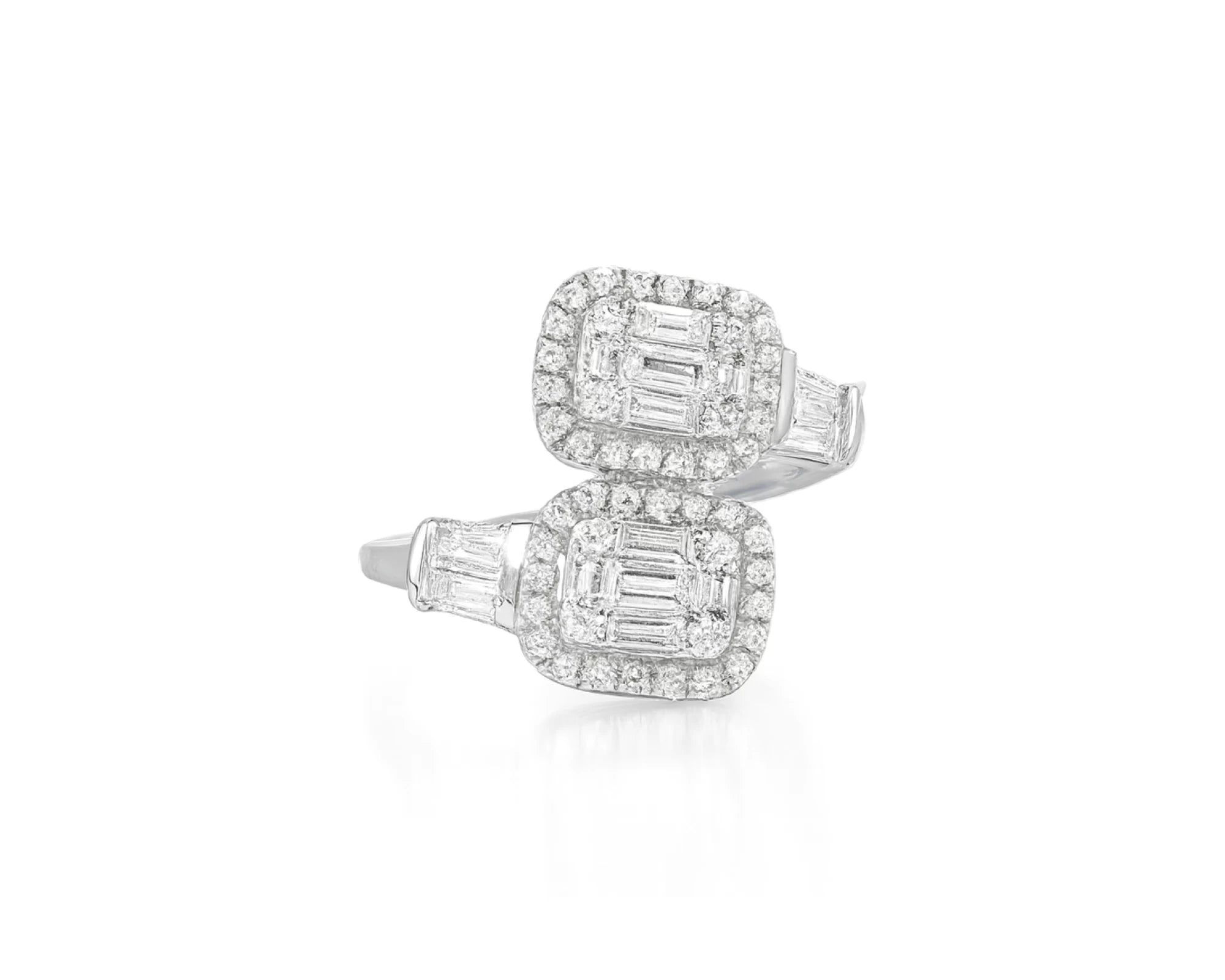 14k Gold Diamond Ring with Dual Emerald-Cut Halo & Baguette 1.05c – lifestyle 589