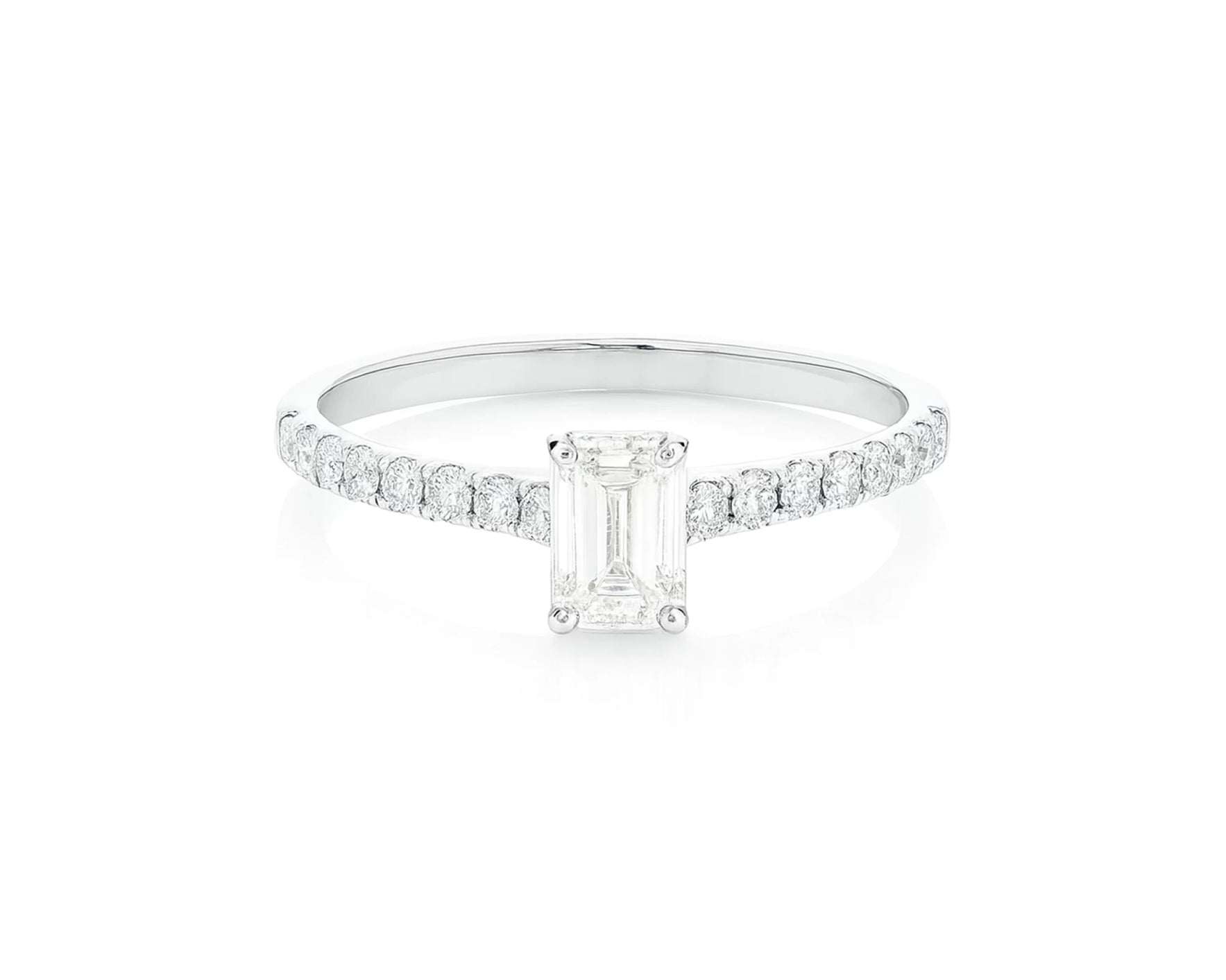14k Gold Diamond Ring with Emerald-Cut Center and Pavé Band 0.90 CT – lifestyle 3013