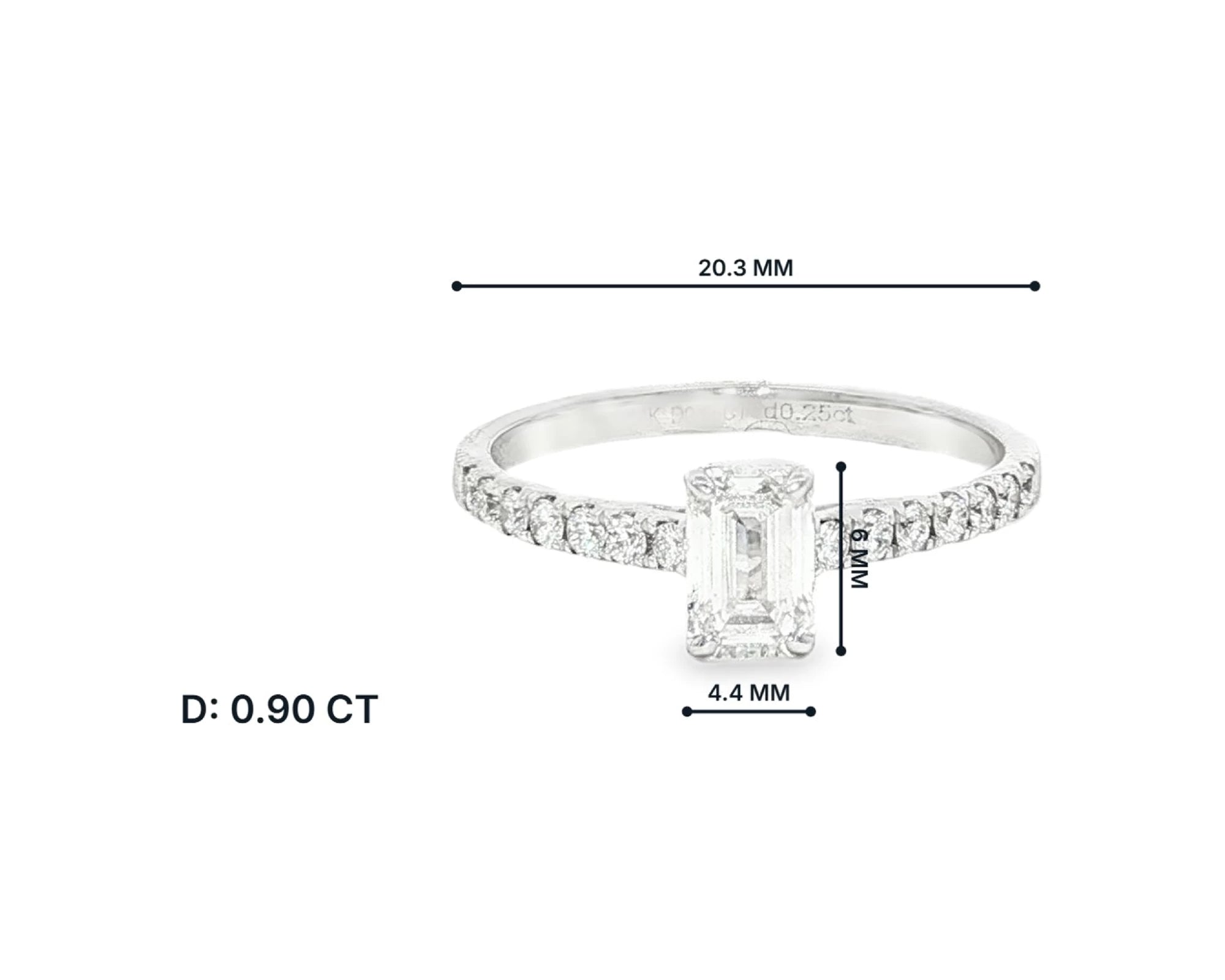 14k Gold Diamond Ring with Emerald-Cut Center and Pavé Band 0.90 CT – lifestyle 3048