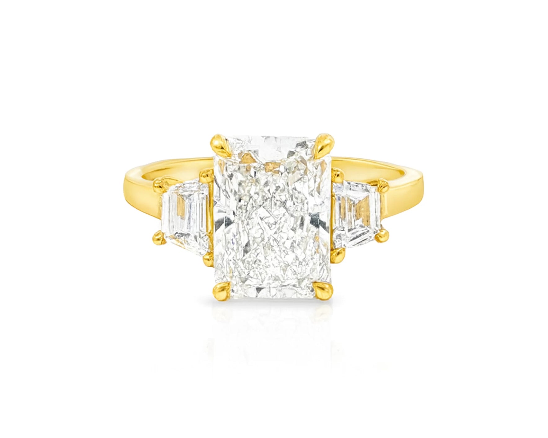 14k Gold Diamond Ring with Emerald-Cut Center Stone & Baguette Accents 3ct – lifestyle 1994