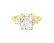 14k Gold Diamond Ring with Emerald-Cut Center Stone & Baguette Accents 3ct