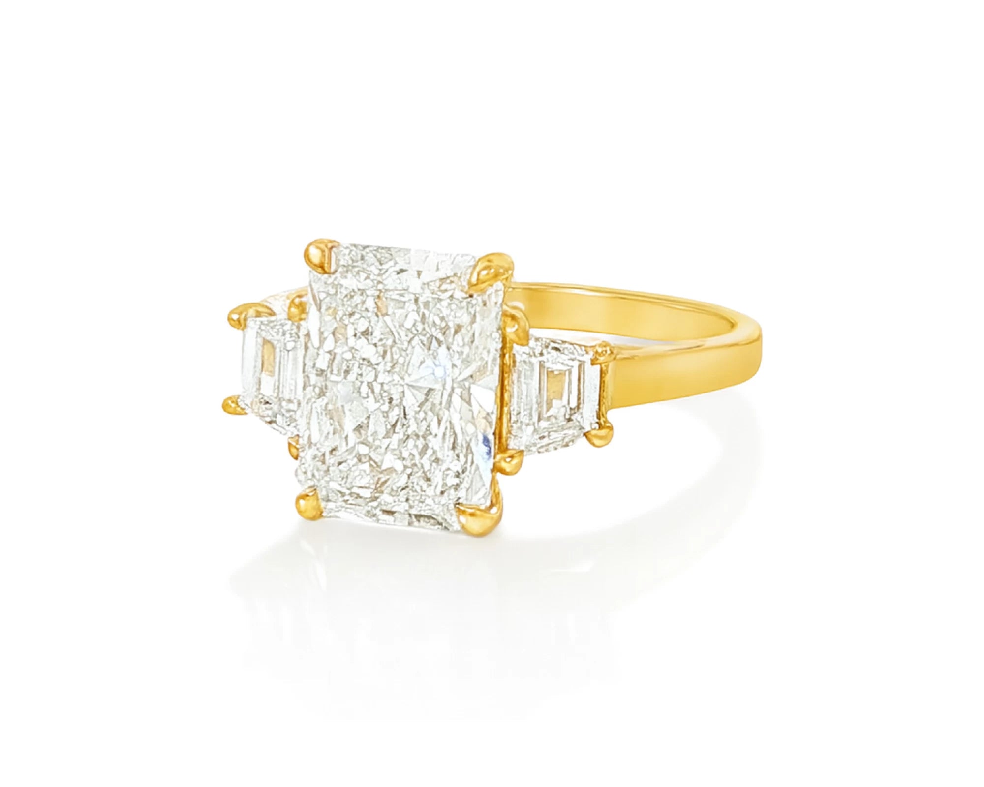 14k Gold Diamond Ring with Emerald-Cut Center Stone & Baguette Accents 3ct – lifestyle 1995