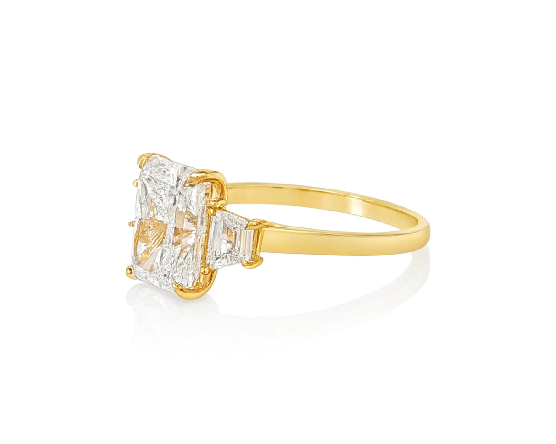 14k Gold Diamond Ring with Emerald-Cut Center Stone & Baguette Accents 3ct – lifestyle 1996