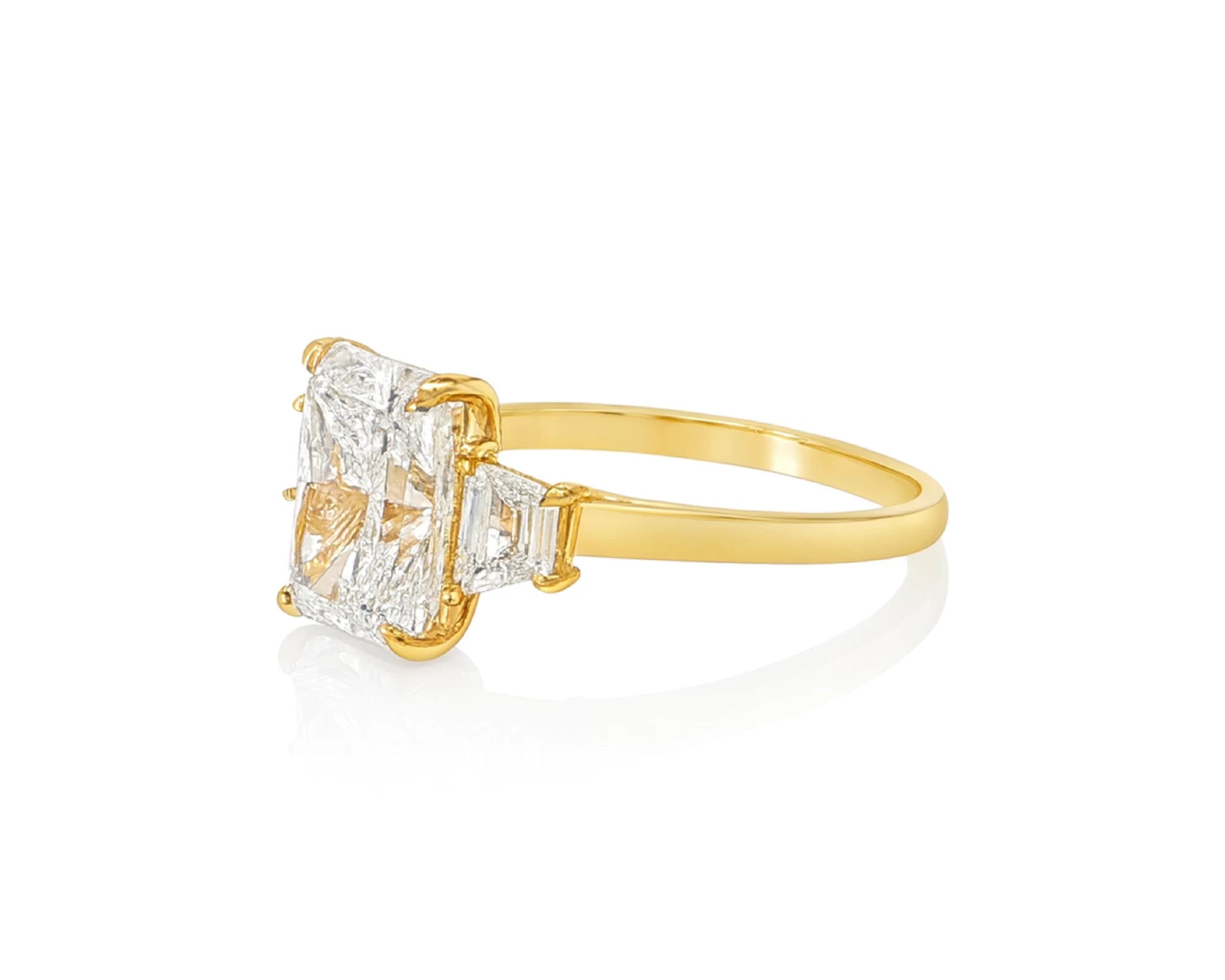 14k Gold Diamond Ring with Emerald-Cut Center Stone & Baguette Accents 3ct – lifestyle 1996