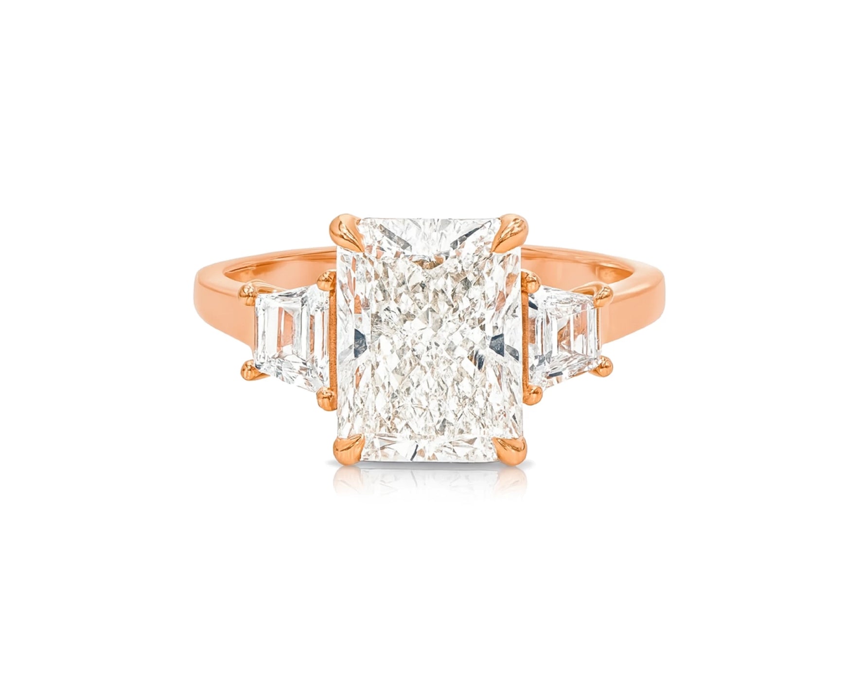 14k Gold Diamond Ring with Emerald-Cut Center Stone & Baguette Accents 3ct – lifestyle 1999