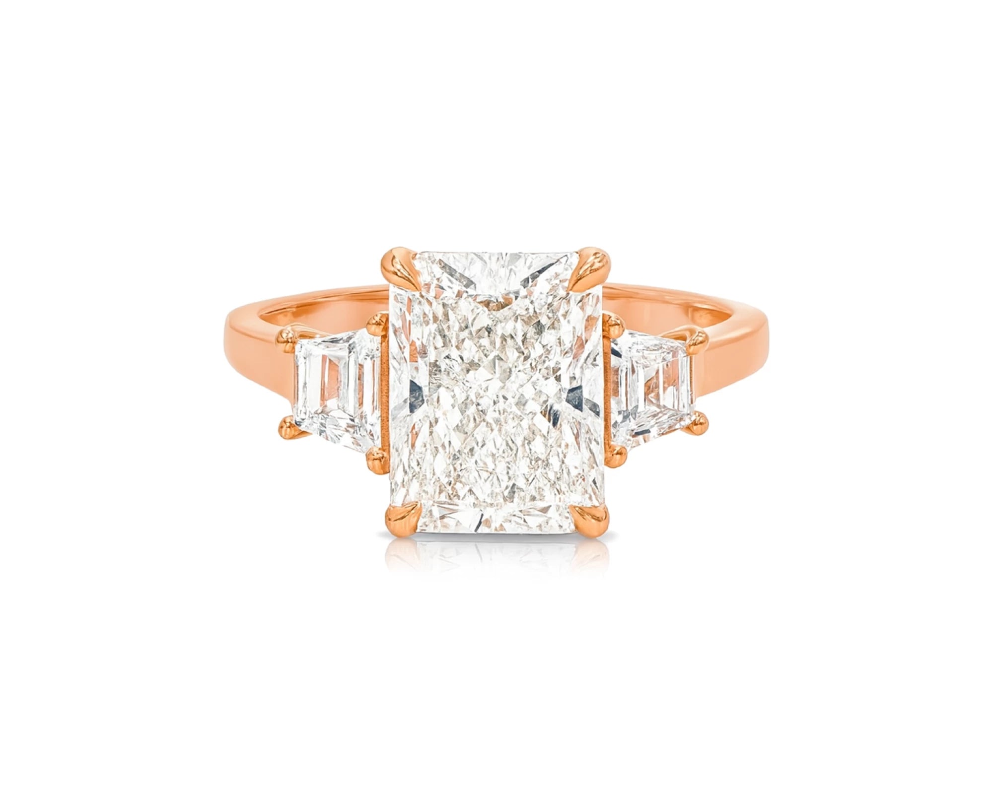 14k Gold Diamond Ring with Emerald-Cut Center Stone & Baguette Accents 3ct – lifestyle 1999