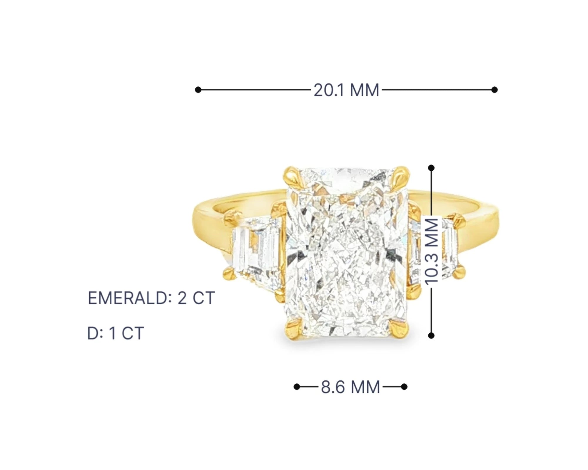 14k Gold Diamond Ring with Emerald-Cut Center Stone & Baguette Accents 3ct – lifestyle 3066