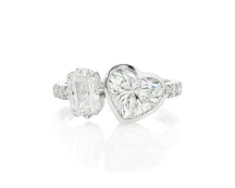 14k Gold Diamond Ring with Heart-Shaped & Emerald-Cut 3.0ct
