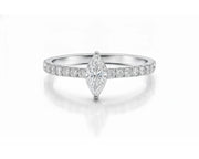 14k Gold Diamond Ring with Marquise-Cut Center & Pavé Band 0.52ct