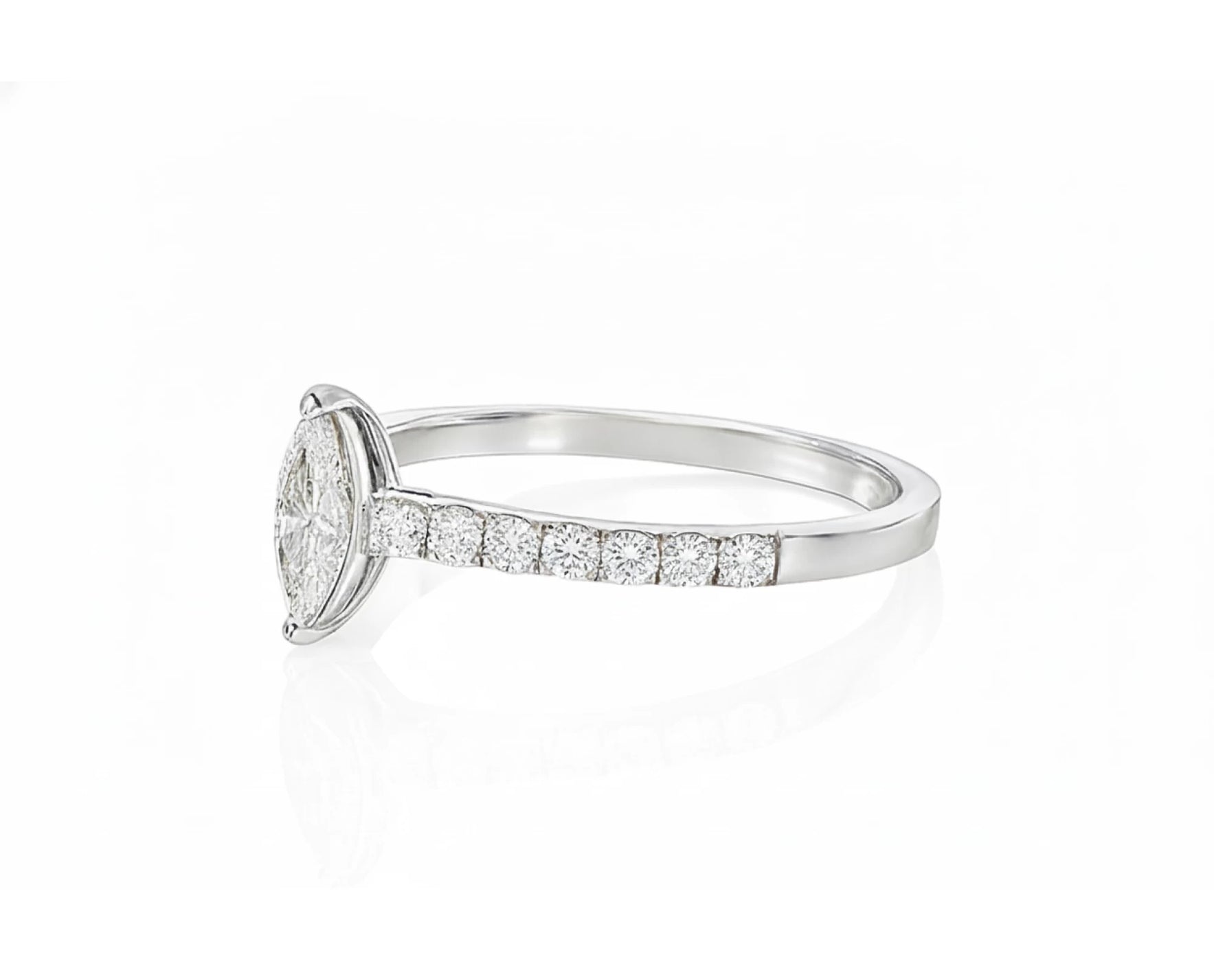 14k Gold Diamond Ring with Marquise-Cut Center & Pavé Band 0.52ct – lifestyle 2998