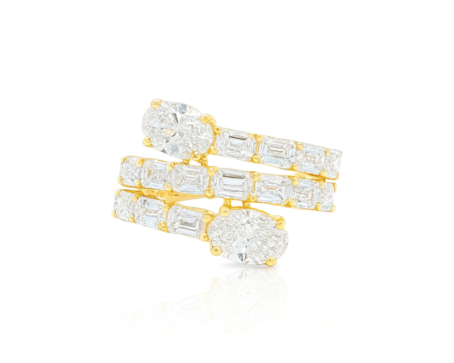14K Gold Diamond Ring with Multi-Row Oval & Emerald-Cut 4.60ct – lifestyle 2772
