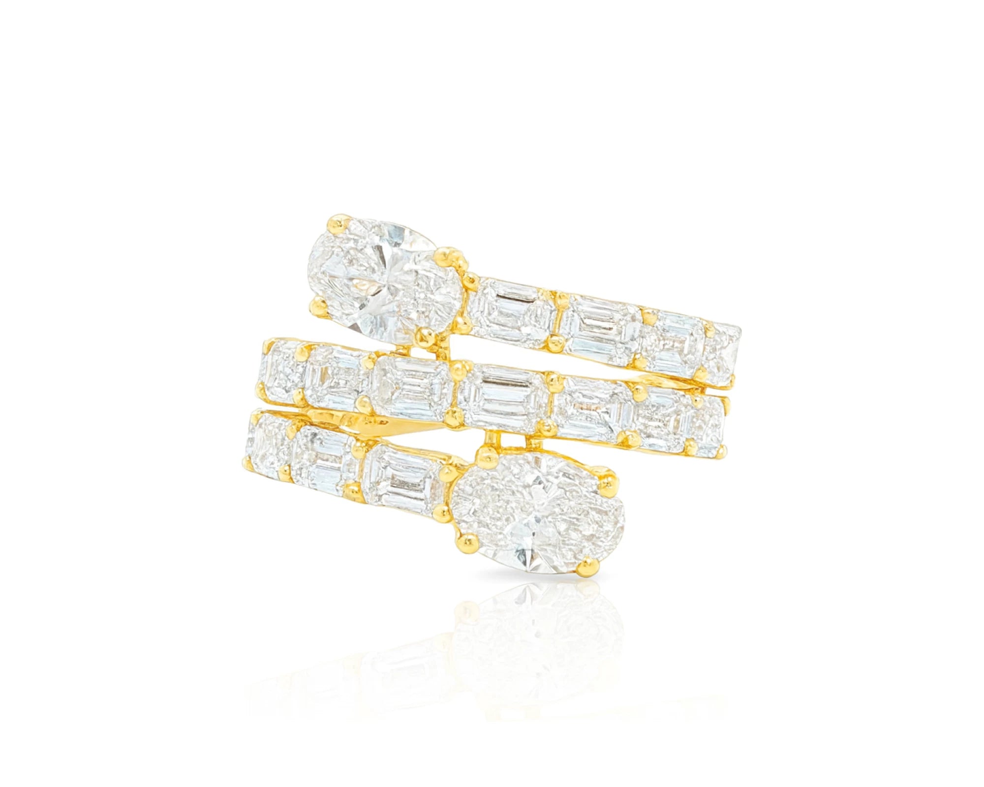 14K Gold Diamond Ring with Multi-Row Oval & Emerald-Cut 4.60ct – lifestyle 2772